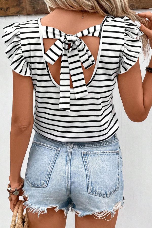 Butterfly Sleeve Hollowed T Shirt For Sale - Image 3