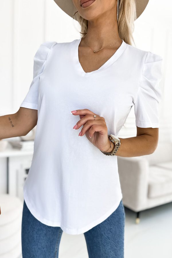 Puff Sleeve V-Neck T-Shirt Supply - Image 4