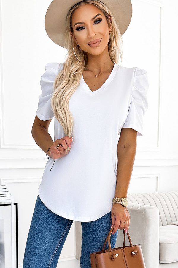 Puff Sleeve V-Neck T-Shirt Supply - Image 5