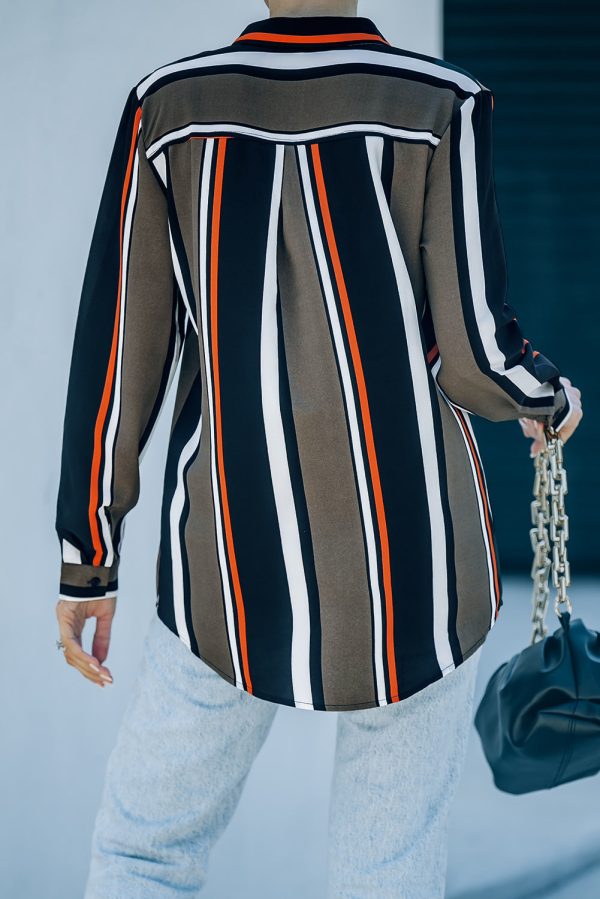 Brown Striped Modern Women Shirt Discount - Image 2
