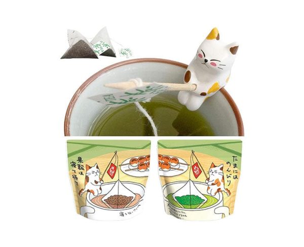 Neko-cha Tea Bag Set: Houjicha and Green Tea Sale