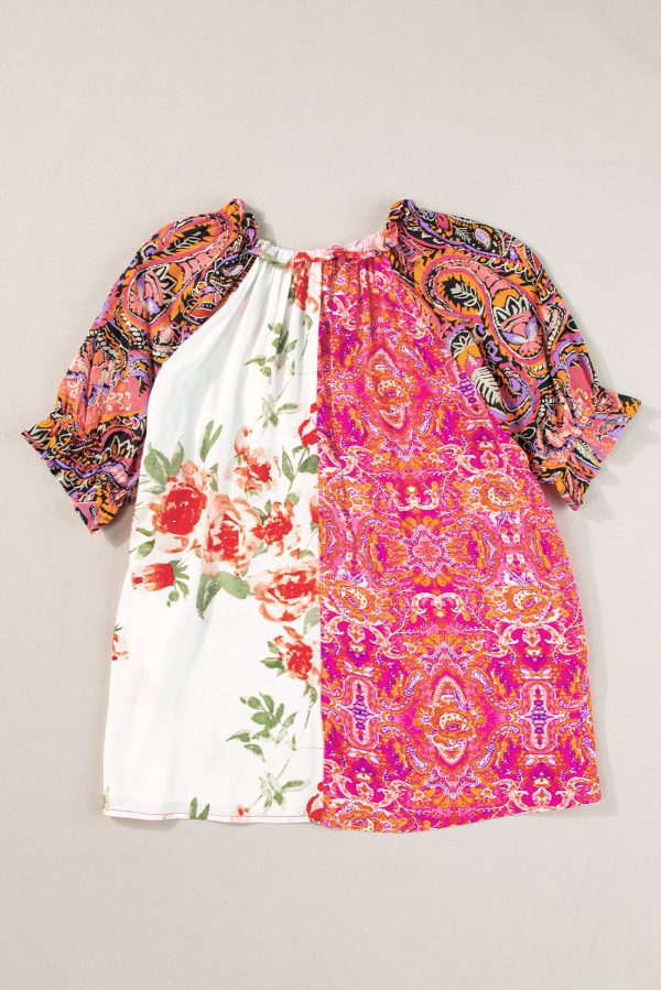 Boho Floral Buttoned Blouse Online - Image 3