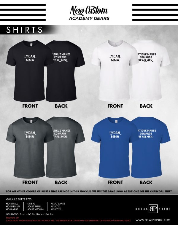 Lycan MMA Academy Shirts #1036 B Sale
