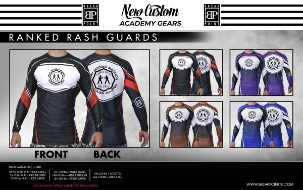 Carolina Family Jiu Jitsu Academy Ranked Long Sleeve Rash Guards #1121 B Supply