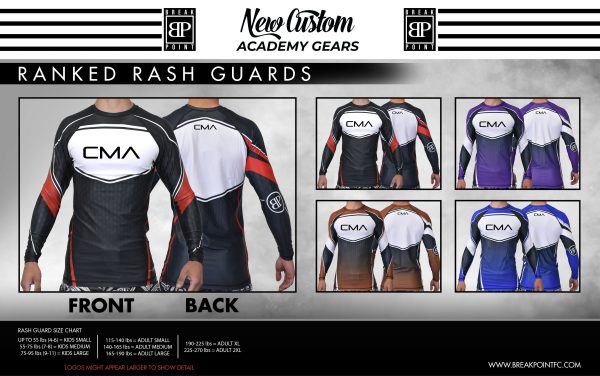 CMA Academy Ranked Long Sleeve Rash Guards #535 B on Sale